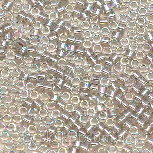 Бисер DB-1251 Miyuki Delica Beads 11/0 (прозрачный радужный, серый бледный)